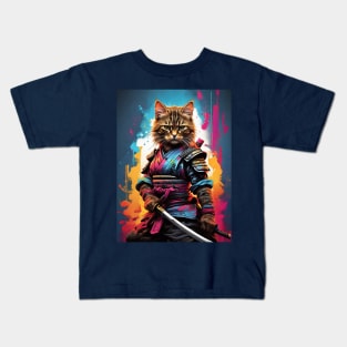 A Fierce Kitten Samurai Kids T-Shirt